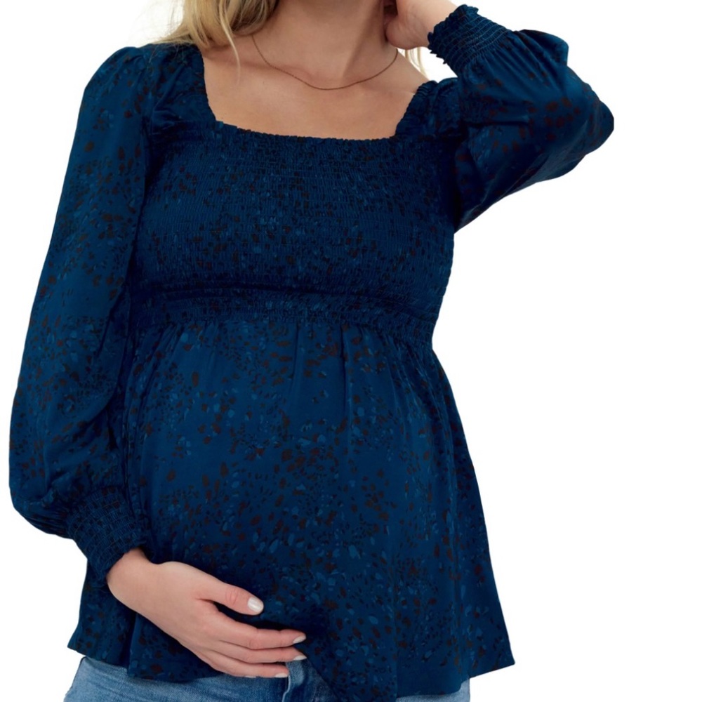 Ingrid & Isabel Smocked Square Neck Maternity blouse